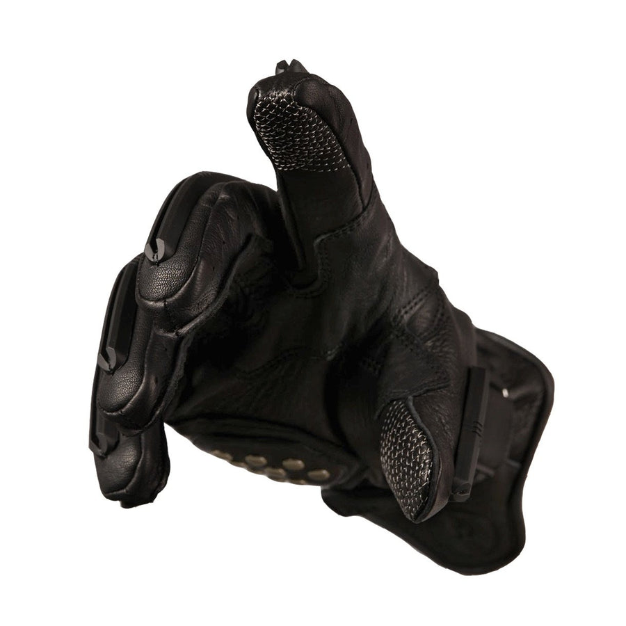 These motorcycle gloves feature conductive finger and thumb tips for touch screen smartphones.