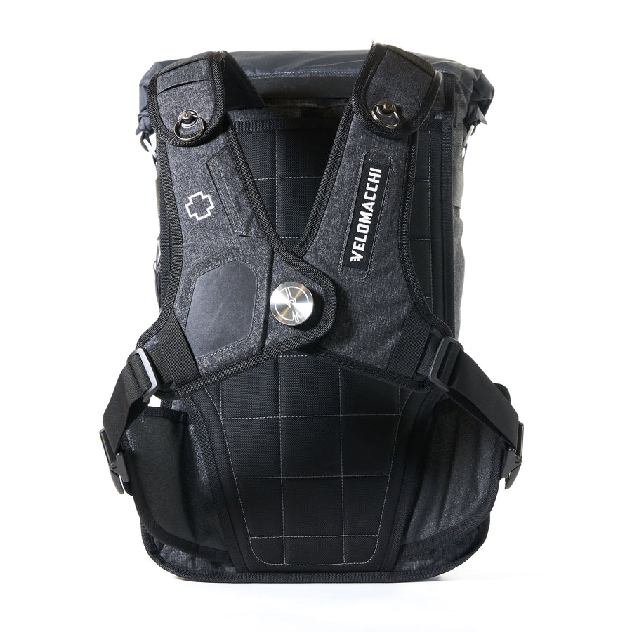 Magnetic Sternum Coupler on a motorcycle backpack for commuting